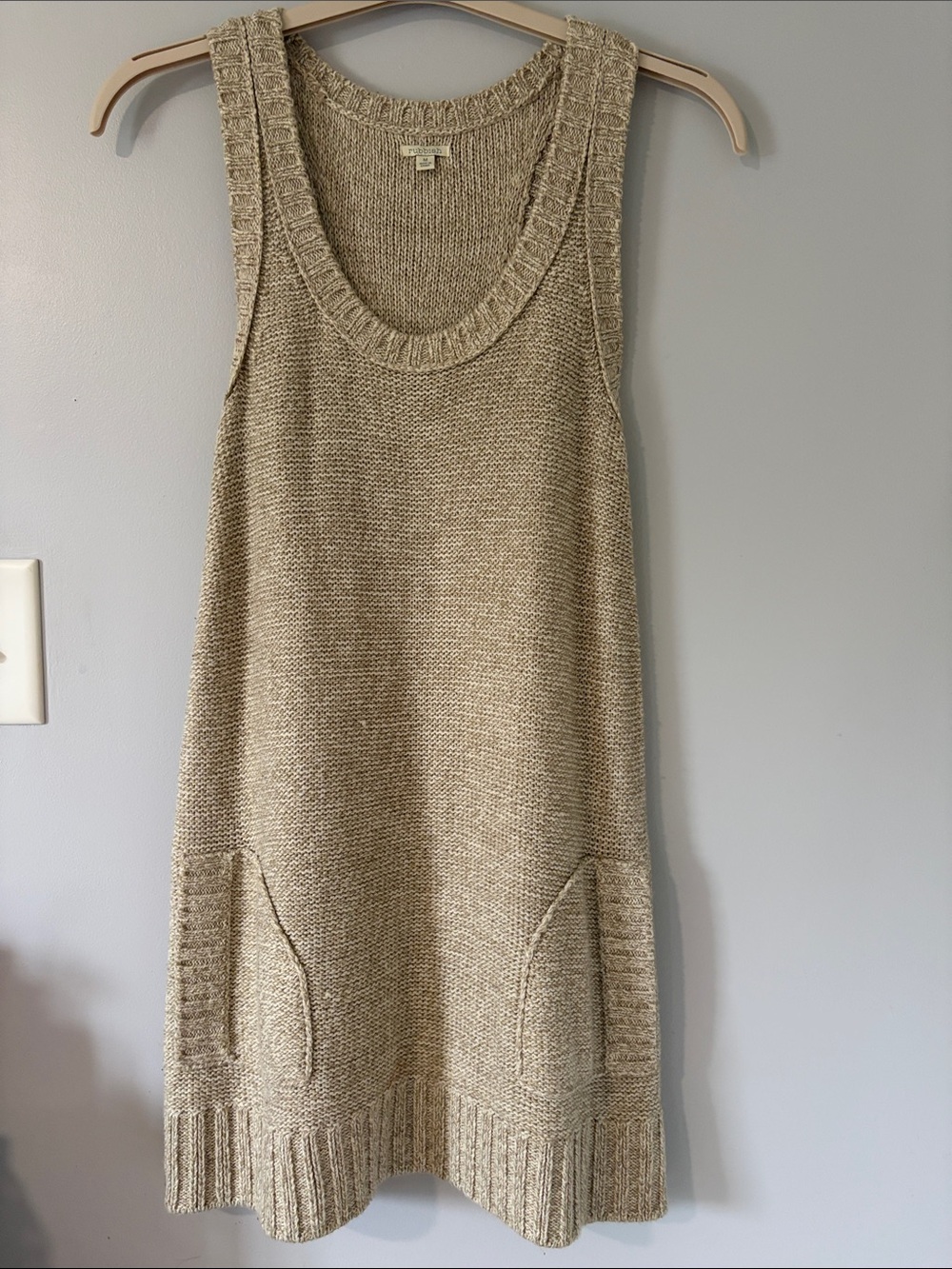Rubbish Beige Knit Sleeveless Sweater Dress